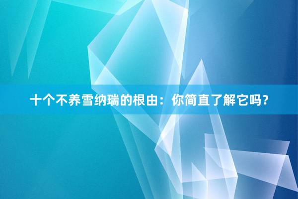 十个不养雪纳瑞的根由：你简直了解它吗？