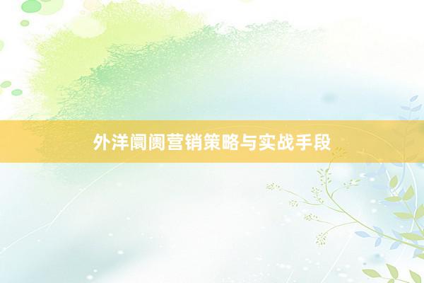 外洋阛阓营销策略与实战手段